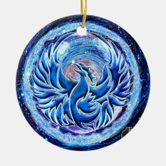Ornamento De Cerâmica Blue Phoenix (Frente)