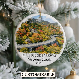 Ornamento De Cerâmica Blue Ridge Parkway Personalizada, Carolina do Nort