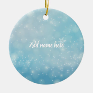 Ornamento De Cerâmica Blue Snowflake Ornament - Add Your Name