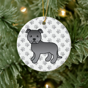 Ornamento De Cerâmica Blue Staffordshire Bull Terrier Cute Cartoon