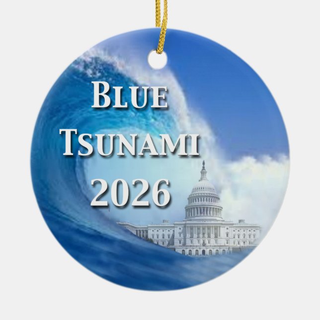 Ornamento De Cerâmica Blue Tsunami Election 2026 (Frente)