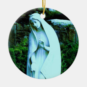 Ornamento De Cerâmica Blue Virgin Mary Statue Ornament