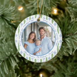 Ornamento De Cerâmica Blue & White Chinoiserie Garland Grandmillennial