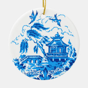 Ornamento De Cerâmica Blue Willow China Blue & White Ornament