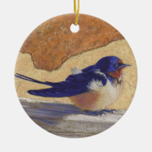 Ornamento De Cerâmica Bluebird, andorinha de celeiro