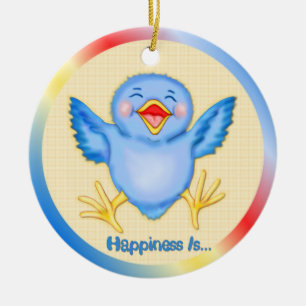 Ornamento De Cerâmica Bluebird da felicidade