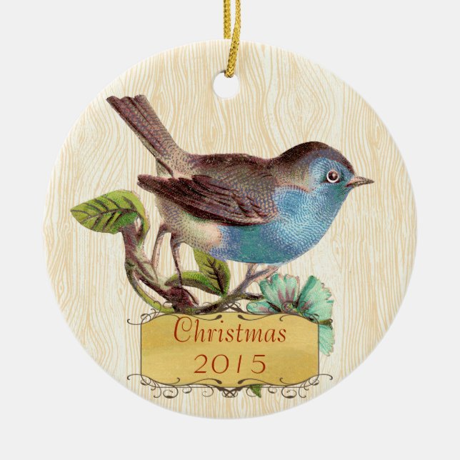 Ornamento De Cerâmica Bluebird de Natal Personalizado (Frente)