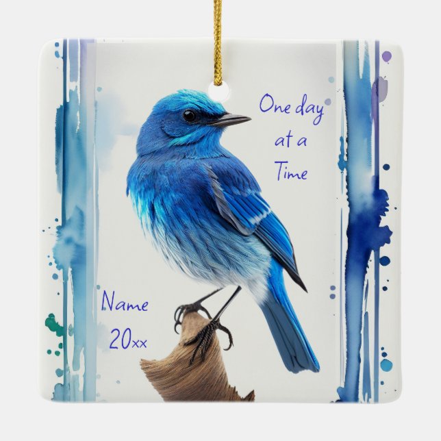 Ornamento De Cerâmica Bluebird, Motivacional, Um dia por Citação (Verso)