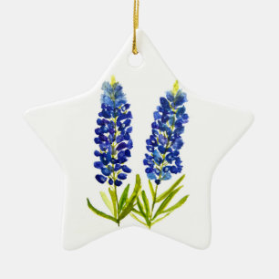 Ornamento De Cerâmica Bluebonnets Blue Flowers Texas Texan Lupine