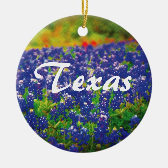 Ornamento De Cerâmica Bluebonnets de Texas (Frente)