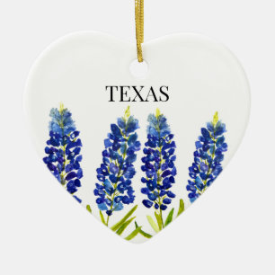 Ornamento De Cerâmica Bluebonnets Texas State Flowers Lupine Watercolor