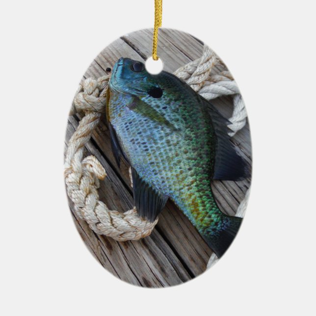 Ornamento De Cerâmica bluegill no doca (Frente)