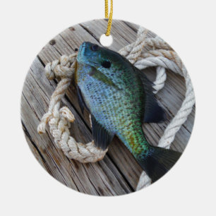 Ornamento De Cerâmica bluegill no doca