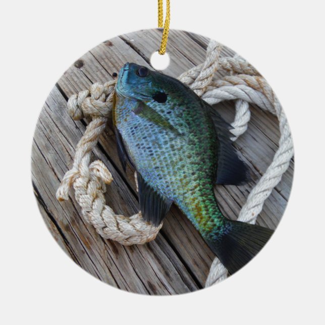 Ornamento De Cerâmica bluegill no doca (Frente)