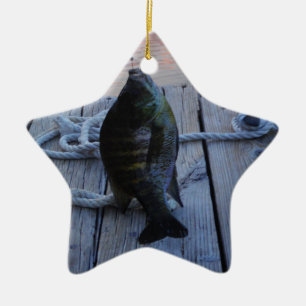 Ornamento De Cerâmica Bluegill no lago de Arrohouad ao pôr do sol