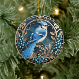 Ornamento De Cerâmica Bluejay com Blueberry Ornament Personalizado