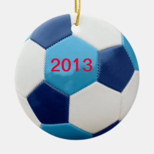 Ornamento De Cerâmica Blues da bola de futebol
