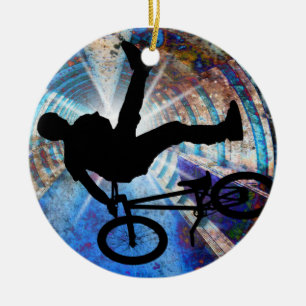 Ornamento De Cerâmica BMX em um túnel do Grunge