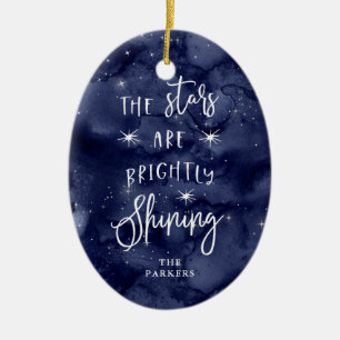 Ornamento De Cerâmica Boa Noite   Estrelas no Natal com Foto