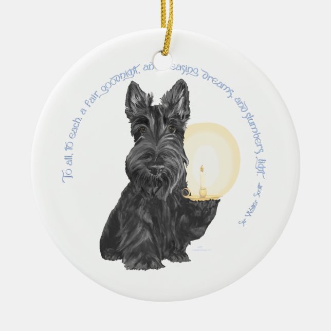 Ornamento De Cerâmica Boa noite Scottish Terrier (Frente)