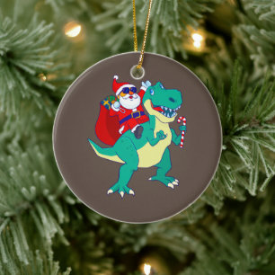 Ornamento De Cerâmica Boas de Natal Dinossauro Papais noeis T Rex Xmas D
