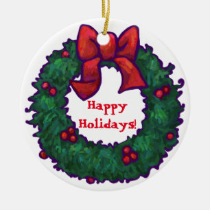 Ornamento De Cerâmica Boas Festas da Holly Happy