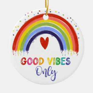 Ornamento De Cerâmica boas vibrações apenas o cartão de saúde mental arc