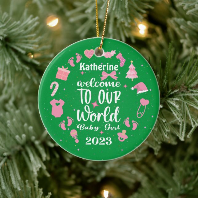 Ornamento De Cerâmica Boas-vindas ao Nosso Bebê do Mundo (Árvore)