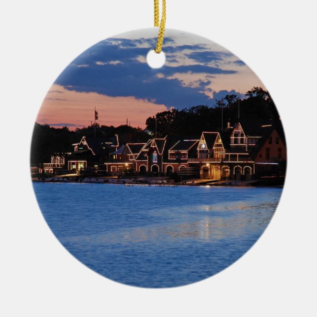 Ornamento De Cerâmica Boathouse Row Dusk (Frente)
