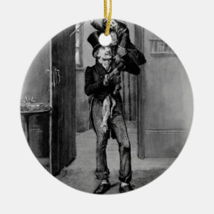 Ornamento De Cerâmica Bob Cratchit e Tim. minúsculo