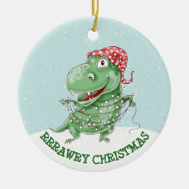 Ornamento De Cerâmica Bobo Dinossauro Personalizado Natal