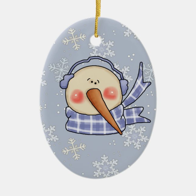 Ornamento De Cerâmica Bobo Snowman (Frente)