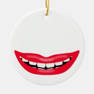 Ornamento De Cerâmica Boca grande e feliz sorrindo