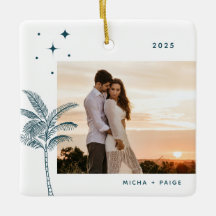 Bohemian Beach Palm Tree Foto Cerâmica