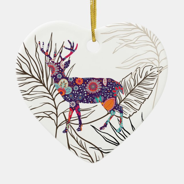 Ornamento De Cerâmica Boho Deer Fica Selvagem Criança Cigana (Frente)