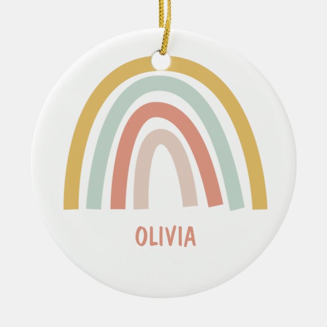 Ornamento De Cerâmica Boho Kids Rainbow (Frente)