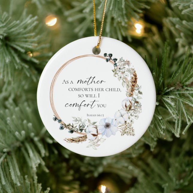 Ornamento De Cerâmica Boho Pampas Grass Bíblia Verse Deus Escritura Flor (Árvore)