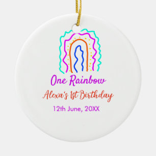 Ornamento De Cerâmica Boho Rainbow, um aniversário de crianças brilhante