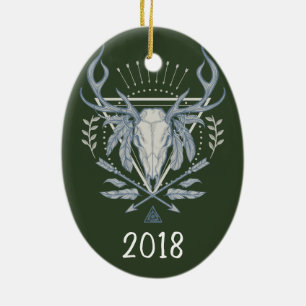 Ornamento De Cerâmica Boho Skull Keepsaame Year