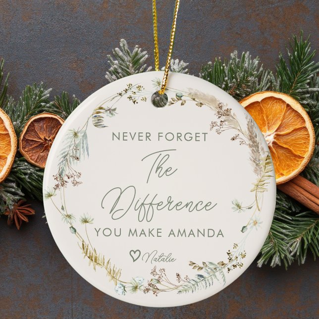 Ornamento De Cerâmica Boho Wildflower Personalizado Obrigado Natal (Criador carregado)