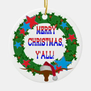 Ornamento De Cerâmica Boi do papai noel - Feliz Natal você