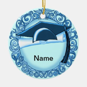 Ornamento De Cerâmica Boina de Graduação Azul