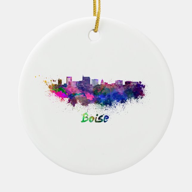 Ornamento De Cerâmica Boise skyline in watercolor (Frente)