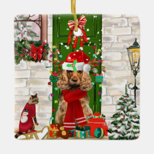 Ornamento De Cerâmica Boker Spaniel Dog Natal