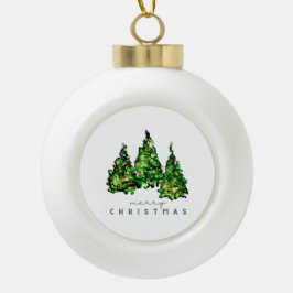 Ornamento De Cerâmica Bola Alcohol Ink Design Christmas Tree Holiday Card