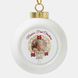 Ornamento De Cerâmica Bola Baby’s First Christmas Ceramic Ball Ornament