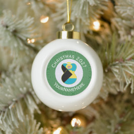 Ornamento De Cerâmica Bola Bahaman Flag Loira Anjo Natal Personalizado 