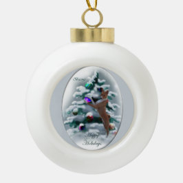 Ornamento De Cerâmica Bola Basenji Christmas