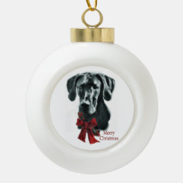 Ornamento De Cerâmica Bola Black Great Dane Christmas