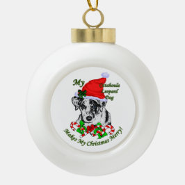 Ornamento De Cerâmica Bola Catahoula Leopard Dog Natal